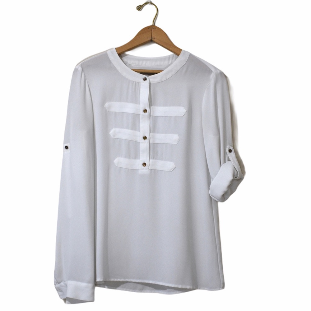 Banana Republic Long Sleeve Top White Extra Small